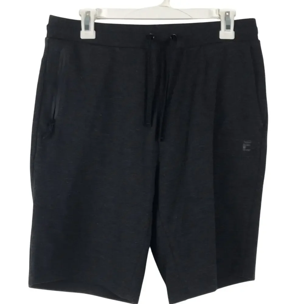 FILA Sport Sweat Shorts Dark Gray Drawstring Waist Zip Pocket Size Small